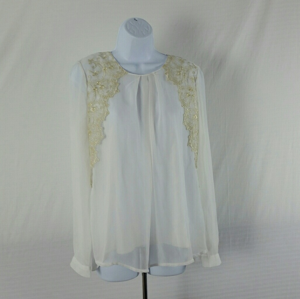 Beautiful see-through white blouse top lace design